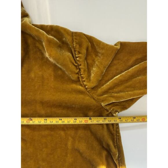 Sundance Velvet Silk Blend Tunic Top XS Gold Mustard Long Sleeve Boho Luxe - Picture 4 of 7